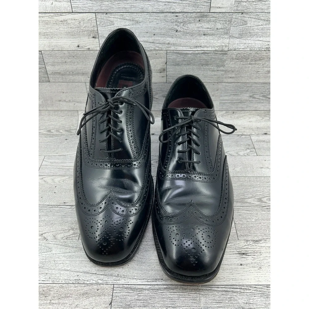 Florsheim Mens Black Leather Wingtip Brogue Oxford Dress Shoes 11 D 17066-01